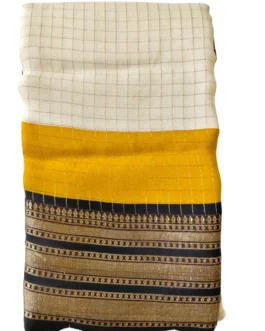 Yellow And Cream Double Combination Checks With Black Border