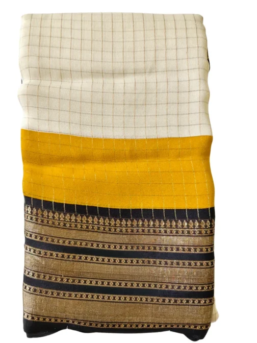 Yellow And Cream Double Combination Checks With Black Border - Image 2