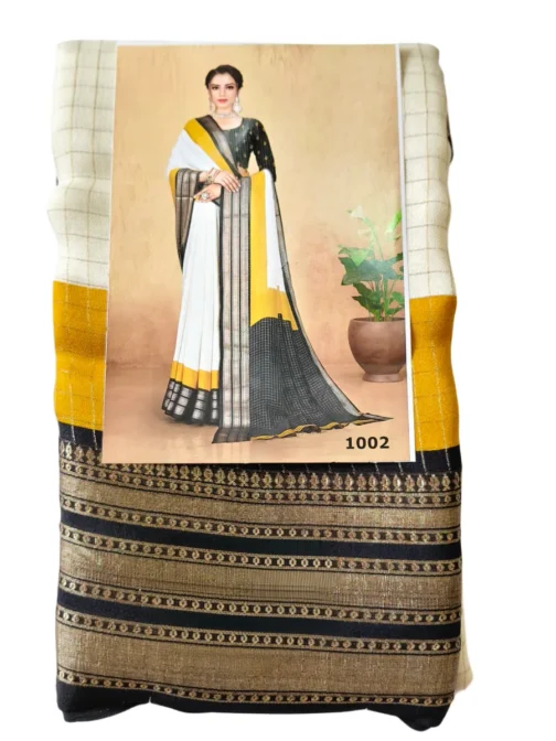 Yellow And Cream Double Combination Checks With Black Border