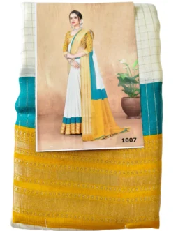 Yellow And Cream Double Combination Checks With Green Border