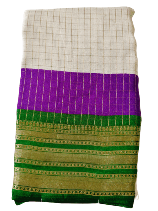 Lavender And Cream Double Combination Checks With Green Border - Image 2