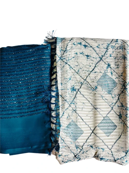 Blue And White Colour Saree With Designer Blouse - Image 2