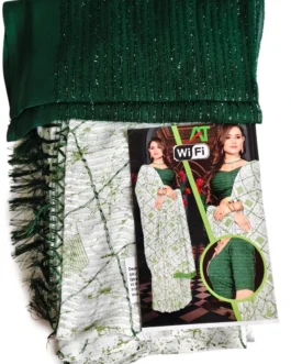 Green And White Colour Saree With Designer Blouse