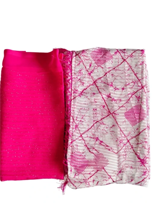 Pink And White Colour Saree With Designer Blouse - Image 2