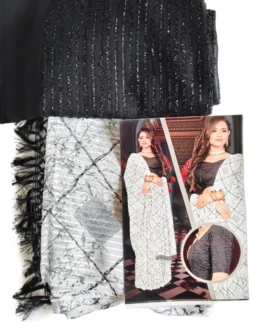 Black And White Colour Saree With Designer Blouse