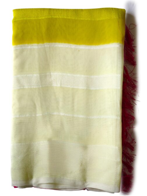 Pink With Yellow Colour Saree (Pushpa) - Image 2