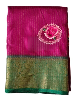 Maroon Colour Dola Silk Saree With Green Border Premium Quality