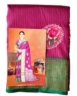 Maroon Colour Dola Silk Saree With Green Border Premium Quality