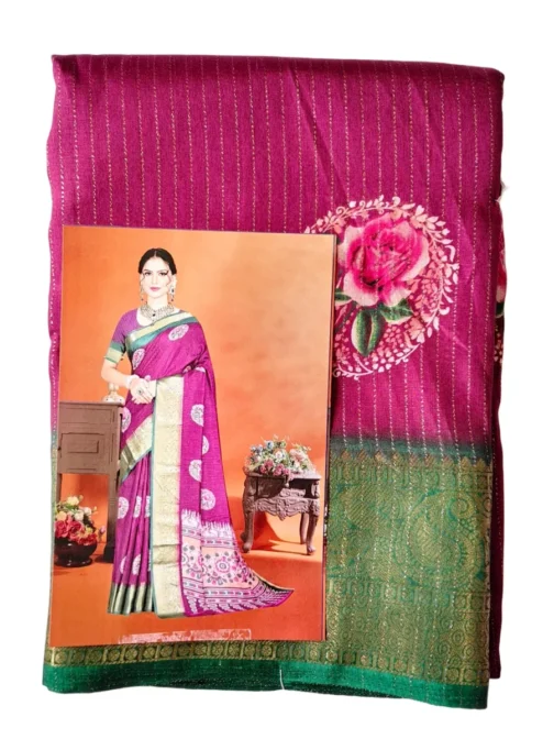 Maroon Colour Dola Silk Saree With Green Border Premium Quality