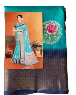 Sky Blue Colour Dola Silk Saree With Navyblue Border Premium Quality
