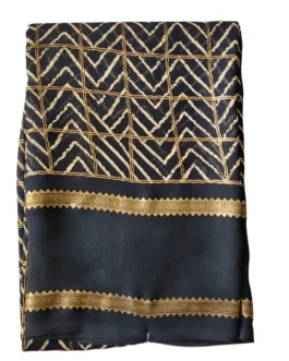 Black Colour Checks Chiffon Saree