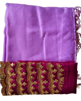Lavender Colour Chiffon Saree With Designer Work Blouse