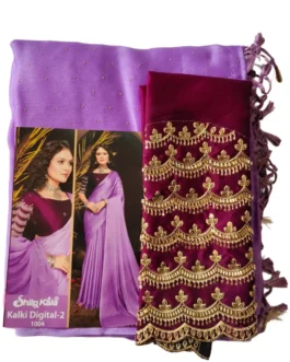 Lavender Colour Chiffon Saree With Designer Work Blouse