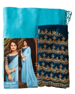 Sky Blue Colour Chiffon Saree With Designer Work Blouse