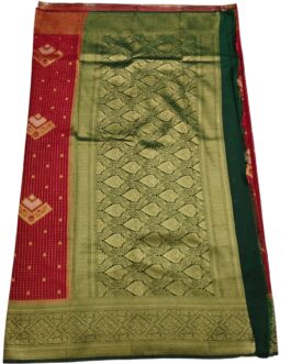 Maroon Checks Flower Design With Green Rich Border