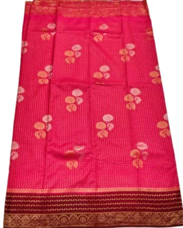 Light Red Checks Flower Design With Maroon Rich Border