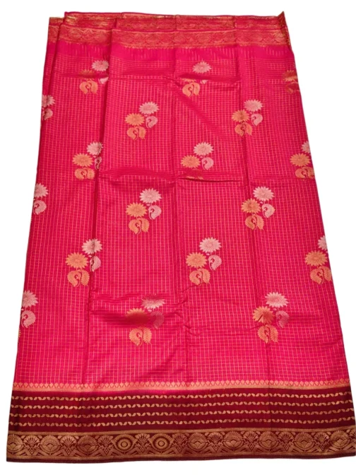 Light Red Checks Flower Design With Maroon Rich Border - Image 2