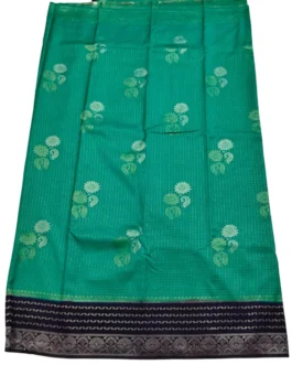 Distemper Checks Flower Design With Navy Blue Rich Border