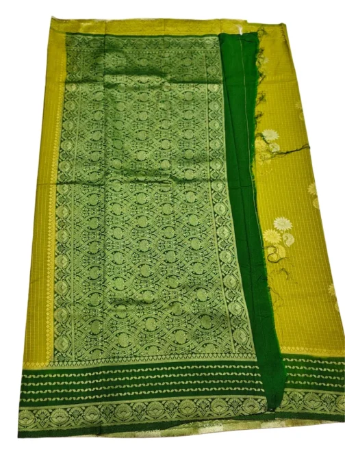 Parrot Green Checks Flower Design With Green Rich Border - Image 3