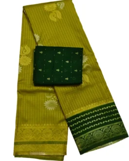 Parrot Green Checks Flower Design With Green Rich Border