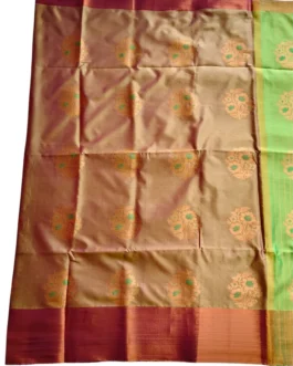 Light Peach Colour With Flower Butta Soft Silk Saree