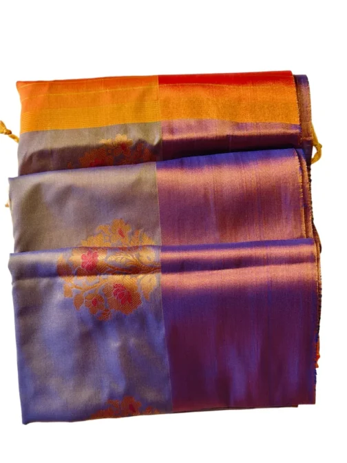 Grey Colour With Flower Butta Soft Silk Saree