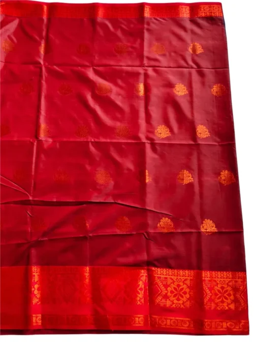 Dark Violet Colour Soft Silk Saree With Butta Red Colour Rich Border - Image 4