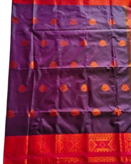 Dark Violet Colour Soft Silk Saree With Butta Red Colour Rich Border