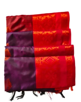 Dark Violet Colour Soft Silk Saree With Butta Red Colour Rich Border