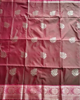 Brown Colour Soft Silk Saree With Pink Border