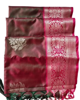 Brown Colour Soft Silk Saree With Pink Border