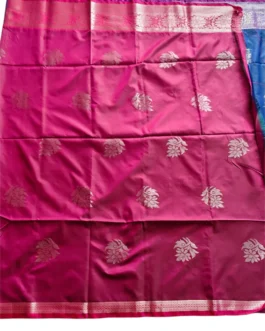 Blue Colour Soft Silk Saree With Pink Border