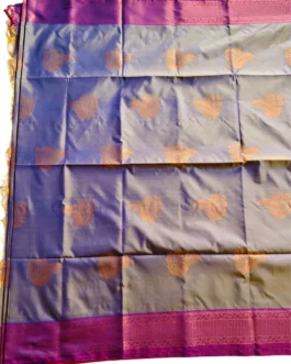 Grey Colour With Flower Butta Soft Silk Saree