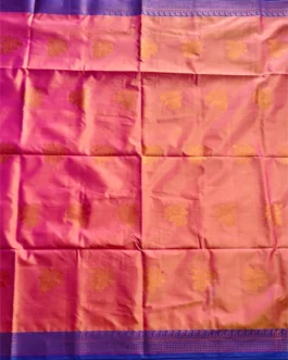 Peach Colour Soft Silk Saree With Royal Blue Border