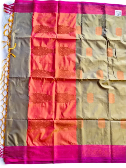 Royal Beige Colour Soft Silk Saree With Butta Pink Colour Rich Border - Image 3