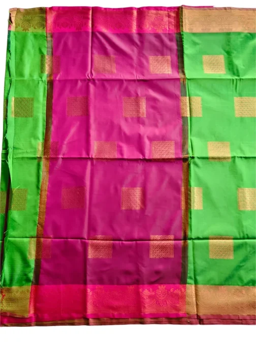 Light Green Colour Soft Silk Saree With Butta Golden Colour Rich Border - Image 3