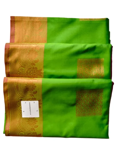 Light Green Colour Soft Silk Saree With Butta Golden Colour Rich Border