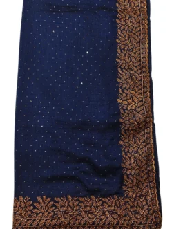 Dark Blue Colour Vichithra Silk Designer Saree With Work Blouse