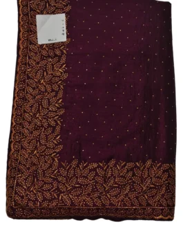 Dark Wine Colour Vichithra Silk Designer Saree With Work Blouse
