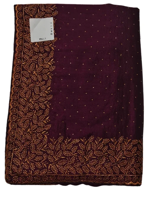 Dark Wine Colour Vichithra Silk Designer Saree With Work Blouse