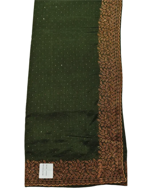 Bottle Green Colour Vichithra Silk Designer Saree With Work Blouse - Image 4