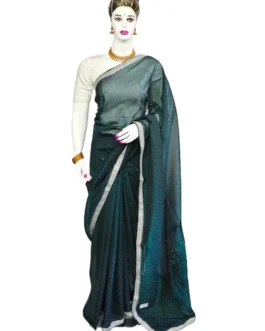 Dark Green Colour Jimmy Choo Designer Saree With Work Border