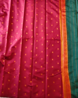 Bottle Green Kanjivaram Silk Saree With Red Colour Rich Border