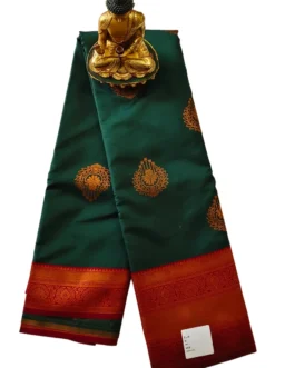 Bottle Green Kanjivaram Silk Saree With Red Colour Rich Border