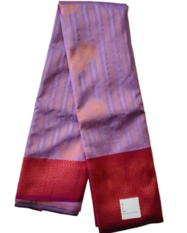 Kanjivaram Silk Saree Stripes Design Lavender With Magenta Rich Border