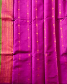 Kanjivaram Silk Saree Stripes Design Parrot Green With Magenta Rich Border