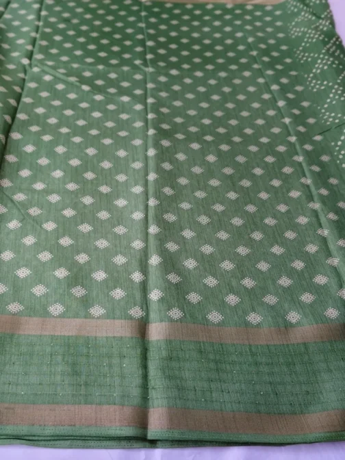 Pista Green Dola Silk Saree Bandhani Design With Sequence Work Border - Image 4