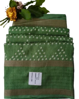 Pista Green Dola Silk Saree Bandhani Design With Sequence Work Border