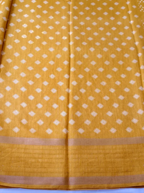 Yellow Dola Silk Saree Bandhani Design With Sequence Work Border - Image 4