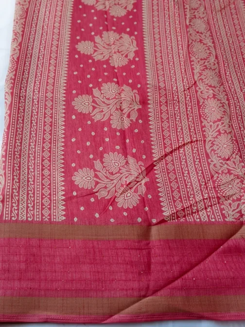 Light Pink Dola Silk Saree Bandhani Design With Sequence Work Border - Image 3